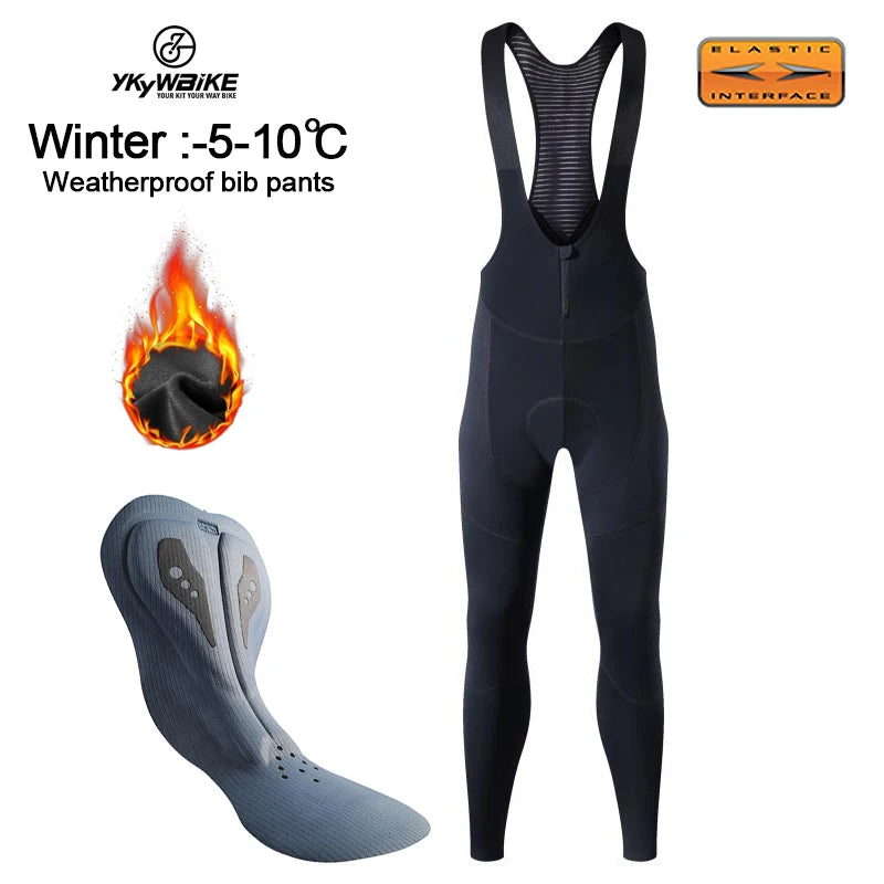 Men's Winter Thermal Fleece Cycling Bib Tights