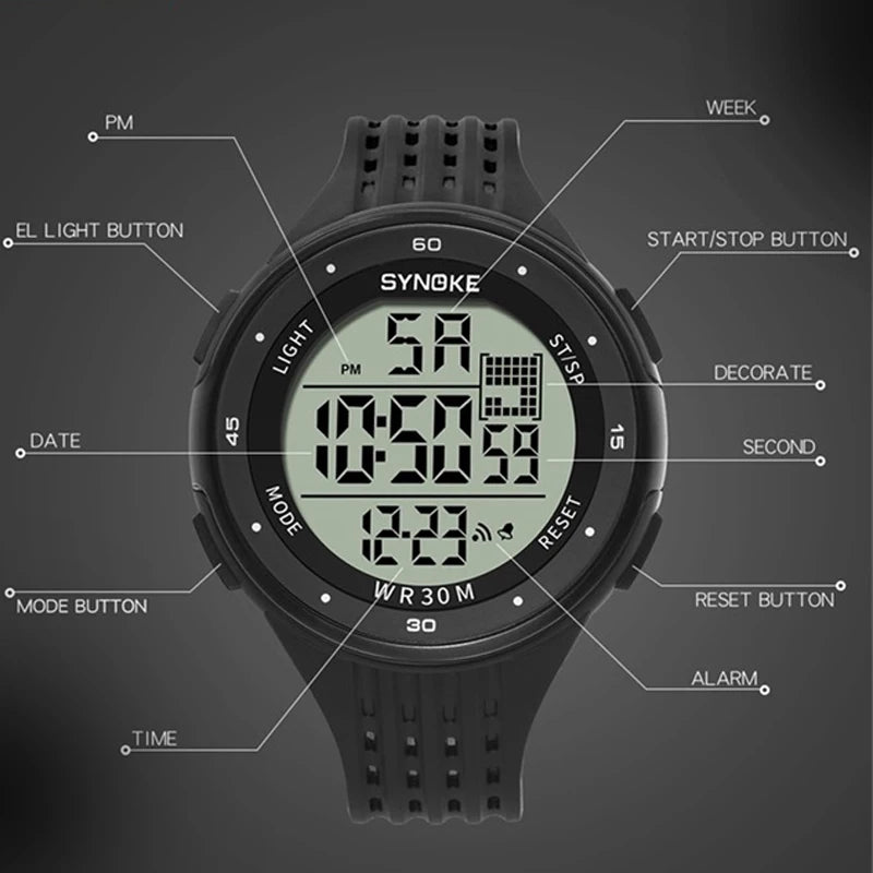 Sports Digital Watches/LED Display/Water Resistant