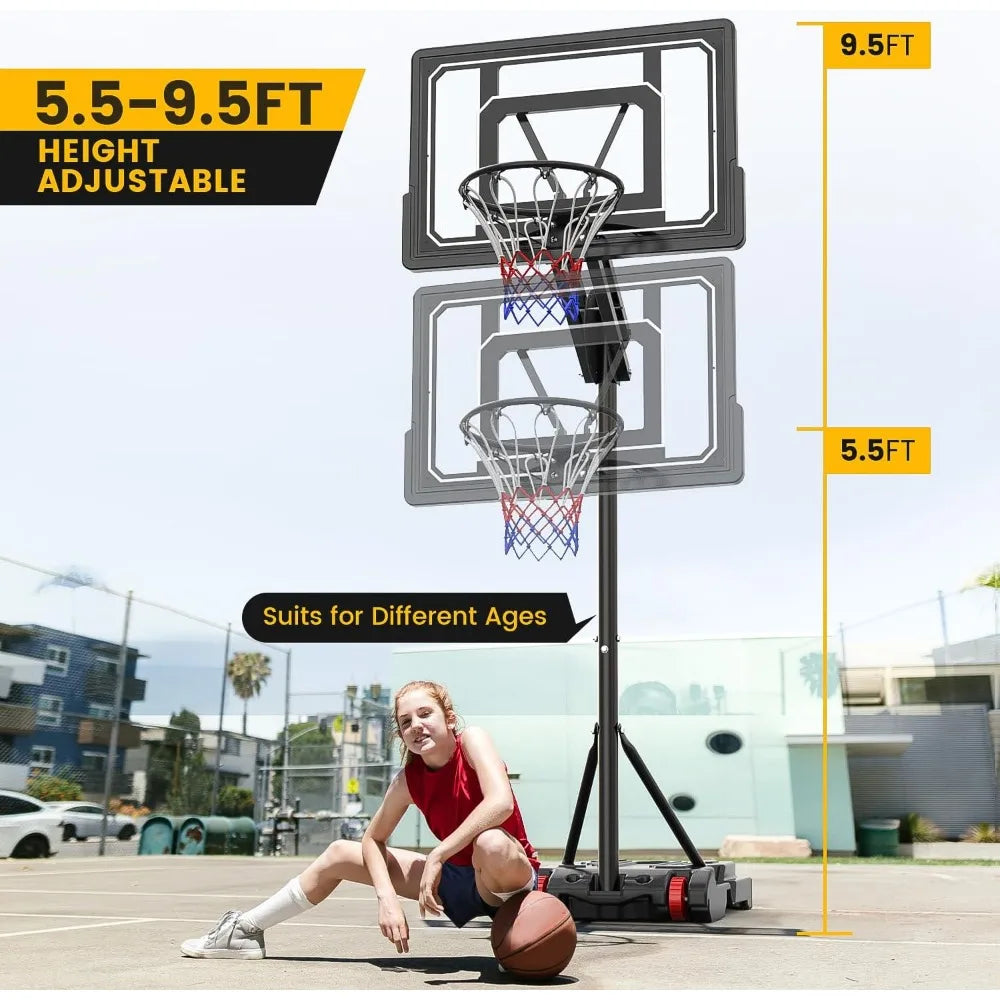 Portable Basketball Hoop - 5.5FT-9.5FT