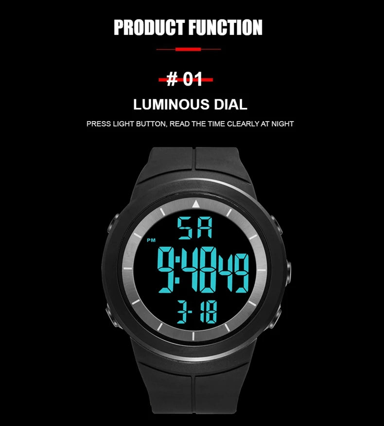 Digital Watch  50M Diving/Waterproof/Alarm Stopwatch