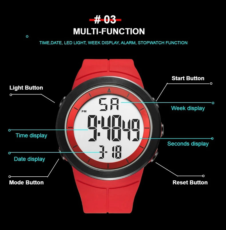 Digital Watch  50M Diving/Waterproof/Alarm Stopwatch