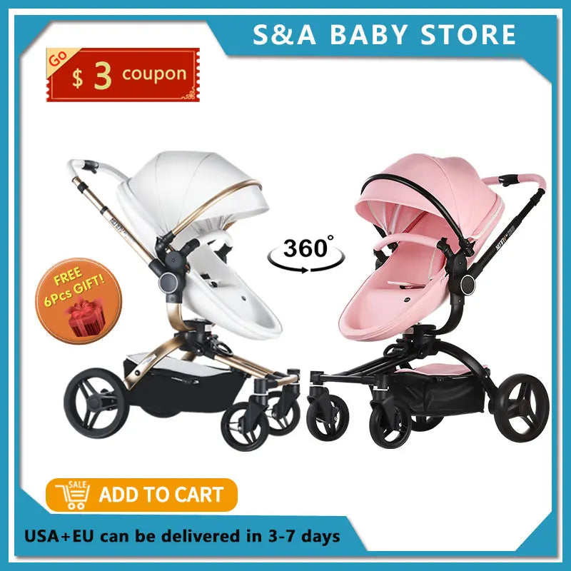 3in1 Baby Stroller 360° Rotation