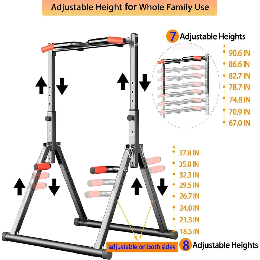 Foldable Power Tower Dip Station/Pull Up Bar Station