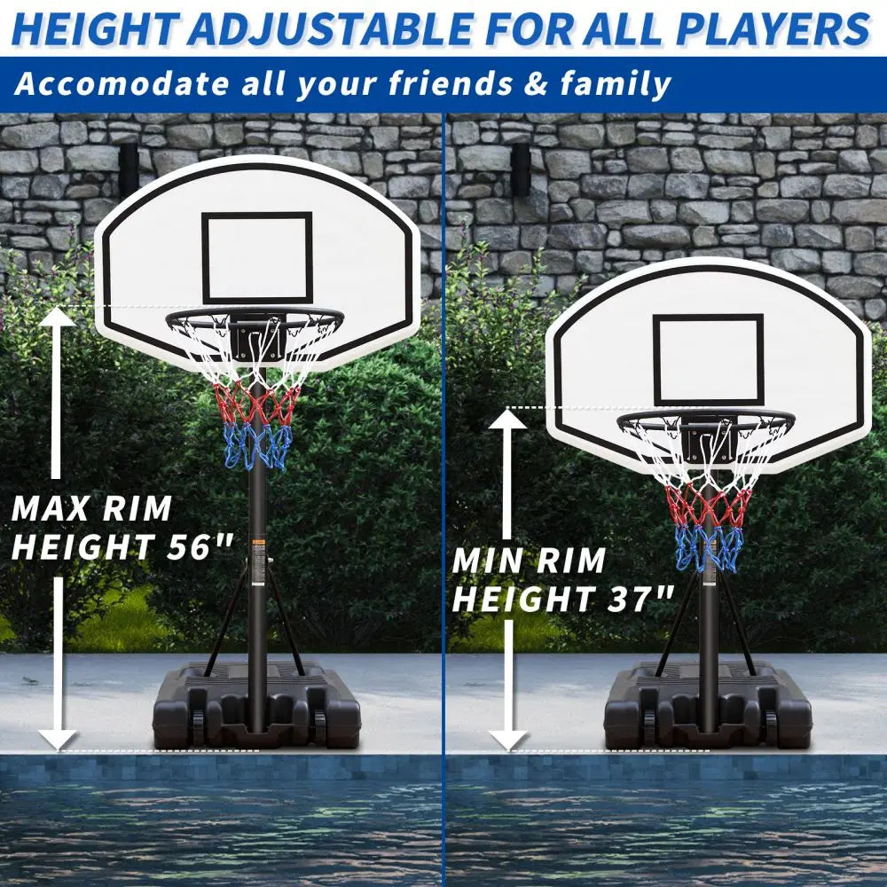 Portable Poolside Basketball Hoop - 3.1ft to 4.7ft Height