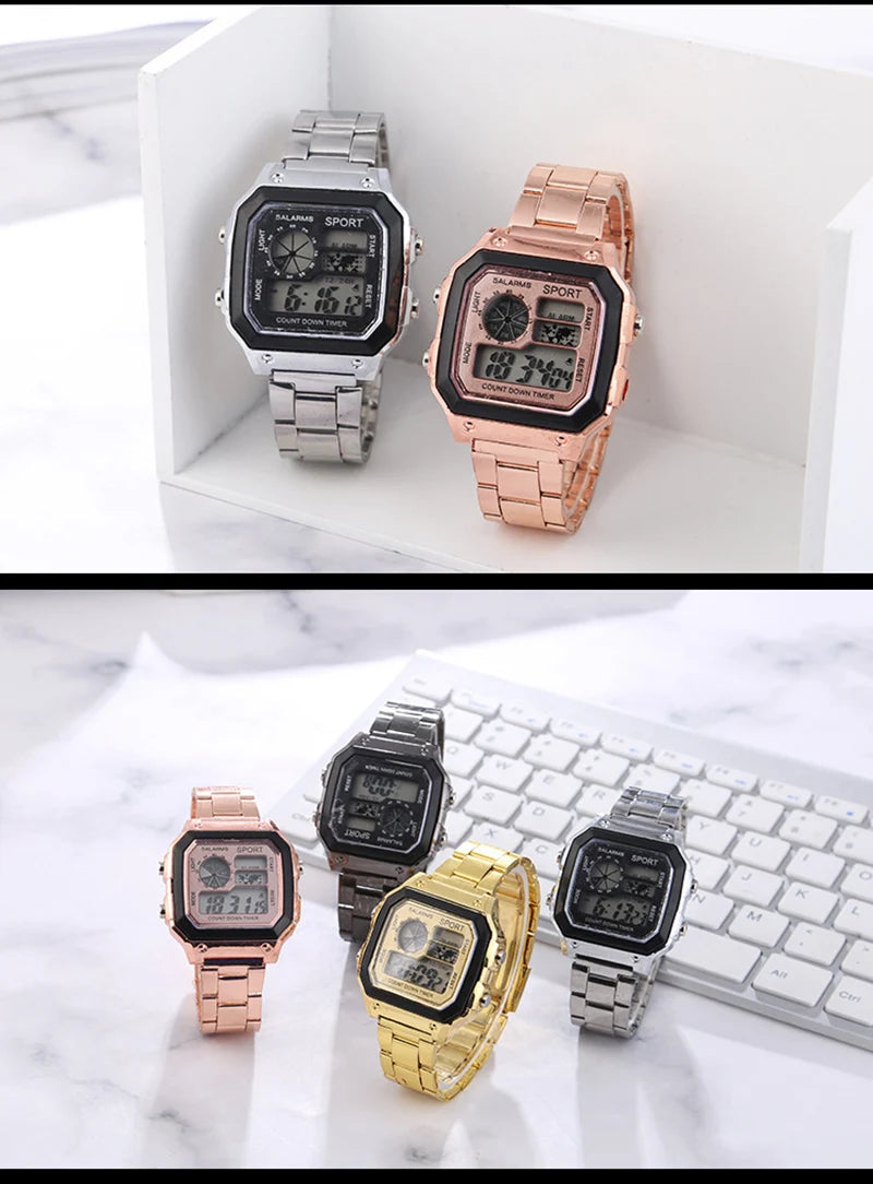 Digital Watch/Stainless Steel Strap/ Waterproof/Led