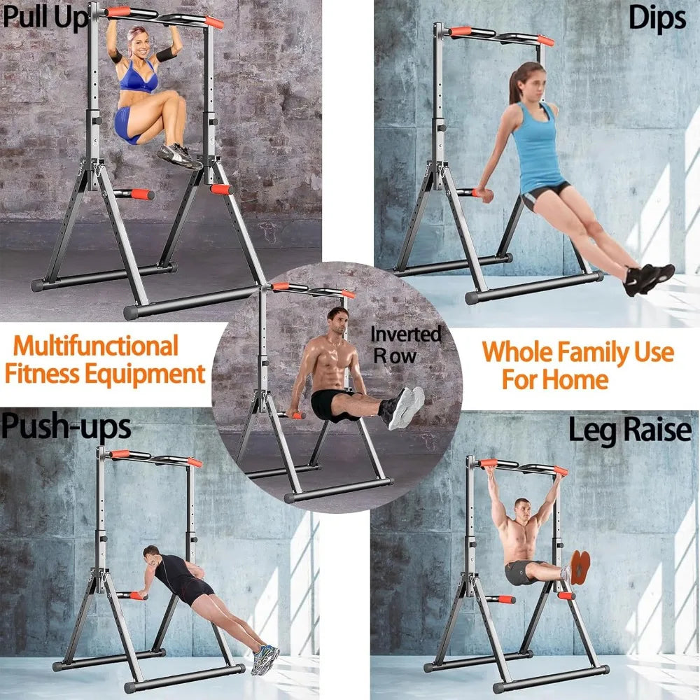 Foldable Power Tower Dip Station/Pull Up Bar Station